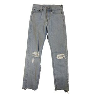 Levi's Women's 25 Light Wash 100% Cotton Ripped Button Fly Ankle Jeans Classic